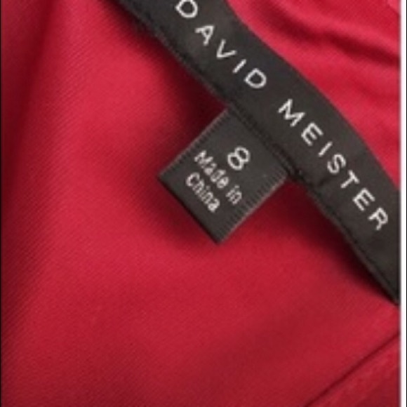 David Meister Rich Cranberry Red Empire Waist Straight Cocktail Party Dress 8 - Picture 7 of 7